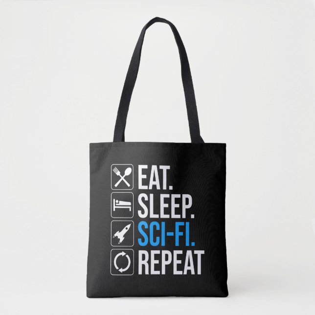 Bolso De Tela Repetición de ciencia ficción de Eat Sleep (Anverso)