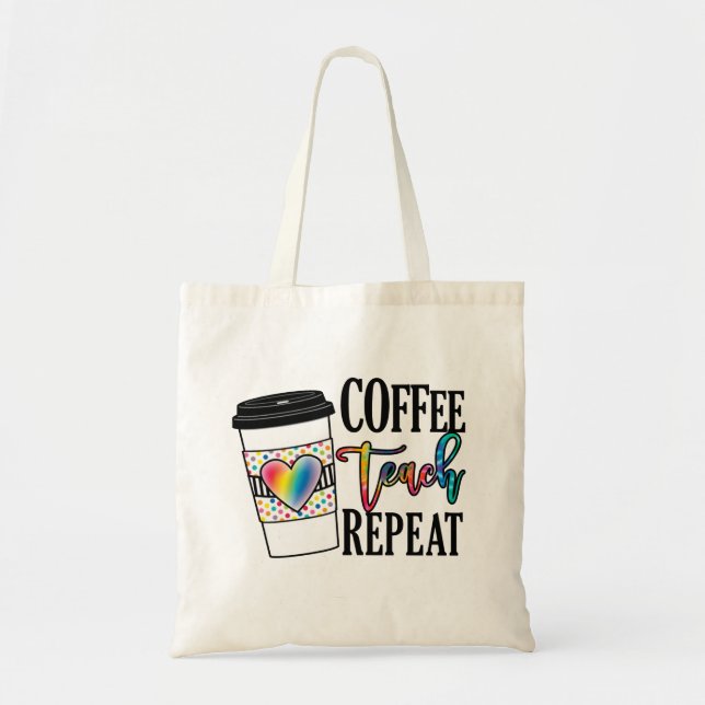 Bolso De Tela Repetición de Teach de Café - Vida Divertida Del P (Frente)