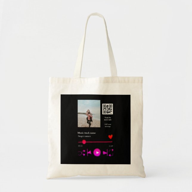 Bolso De Tela Reproductor de música pareja personalizada código  (Frente)