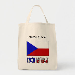 Bolso De Tela República Checa Bandera Checa Personalización Negr