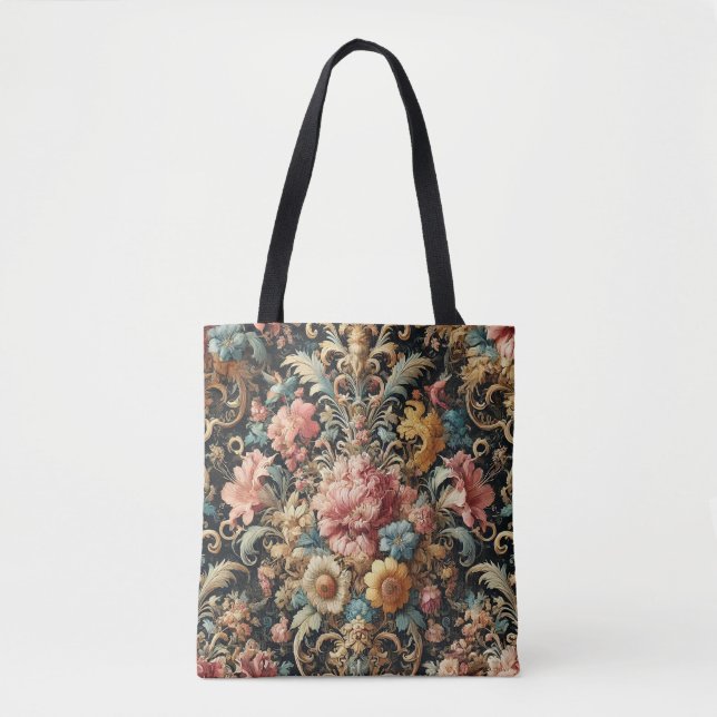 Bolso De Tela Requiem para Arcana - Diseño floral gótico (Anverso)