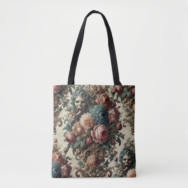 Bolso De Tela Réquiem Rhapsody - Bestia floral barroca gótica (Anverso)