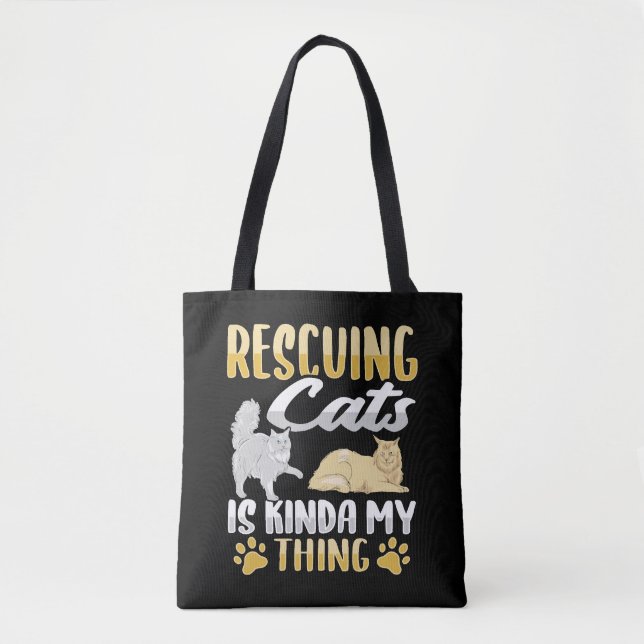 Bolso De Tela Rescatador de gatos de rescate animal (Anverso)