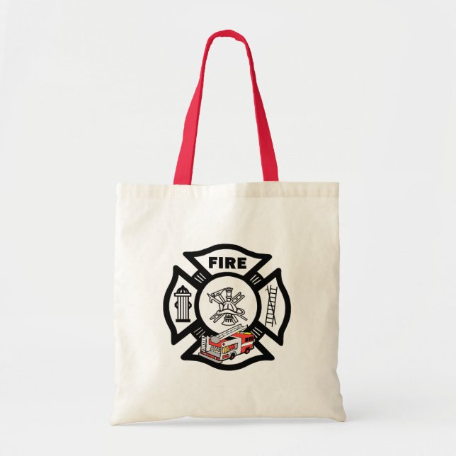 Bolso De Tela Rescate rojo del coche de bomberos (Frente)