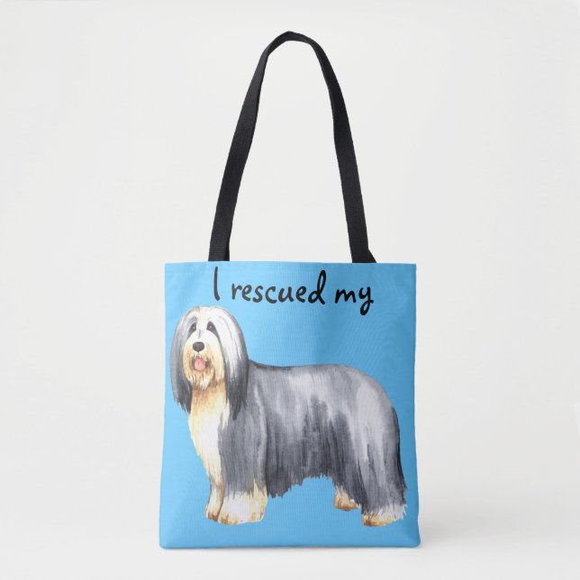 Bolso De Tela Rescue Bearded Collie (Anverso)