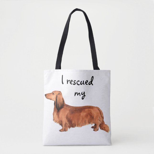 Bolso De Tela Rescue Longhaed Dachshund (Anverso)