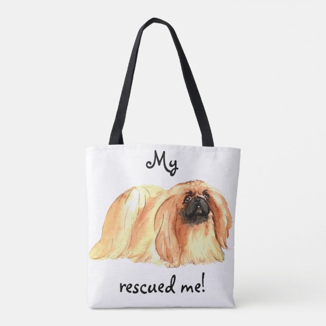 Bolso De Tela Rescue Pekingese (Reverso)