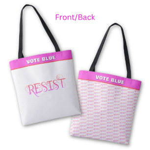 Bolso De Tela Resistir en repetición rosa