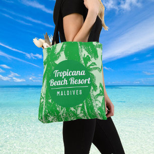 Bolso De Tela Resort Tropical Beach con diseño de palmeras