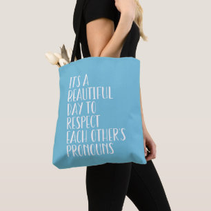 Bolso De Tela Respetar los pronombres de los otros lgbtqa+ azul 