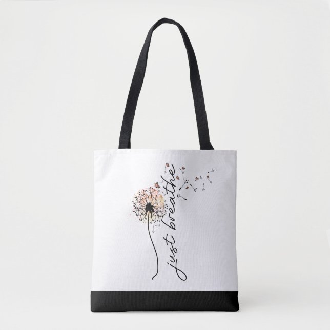 Bolso De Tela Respira Dandelion Butterfly Inspiración Yoga (Anverso)