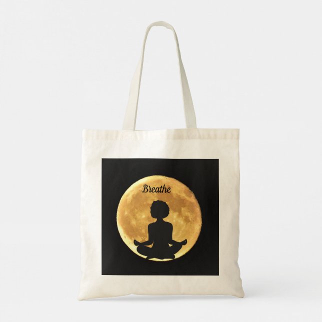Bolso De Tela Respira la luna Yoga Lotus Posición Toag (Reverso)