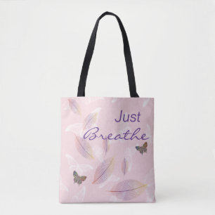 Bolso De Tela Respira las hojas mariposas rosadas