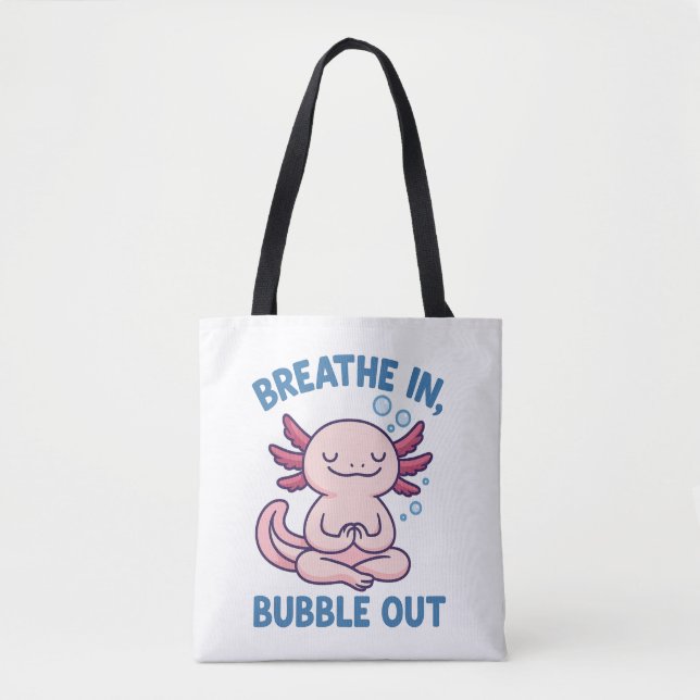 Bolso De Tela Respirar En Burbuja Fuera Yoga Axolotl (Anverso)