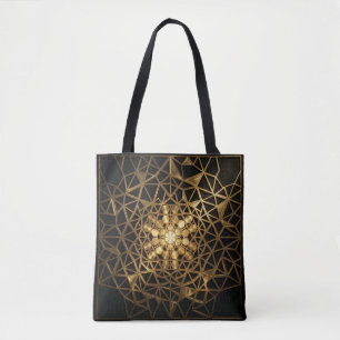 Bolso De Tela Resplandor Dorado de Geometría Sagrada