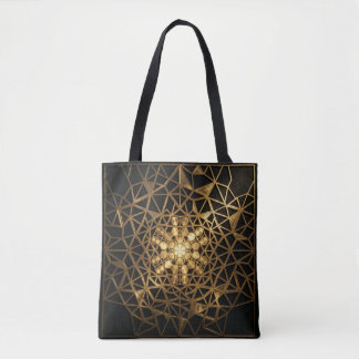 Bolso De Tela Resplandor Dorado de Geometría Sagrada