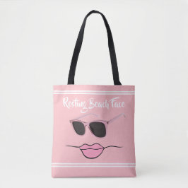 Bolso De Tela Resting Beach Face Pink