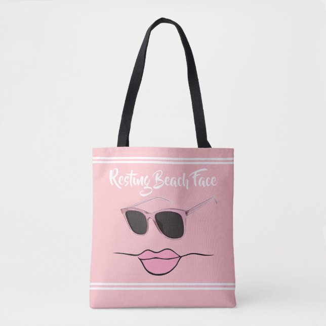 Bolso De Tela Resting Beach Face Pink (Anverso)