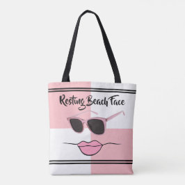 Bolso De Tela Resting Beach Face Pink and White Check