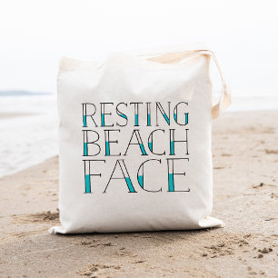 Bolso De Tela Resting Beach Face   Tipografía de verano