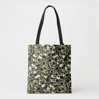 Bolso De Tela Resumen 290523 Negro, amarillo y blanco