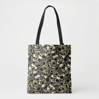 Bolso De Tela Resumen 290523 Negro, ámbar y blanco