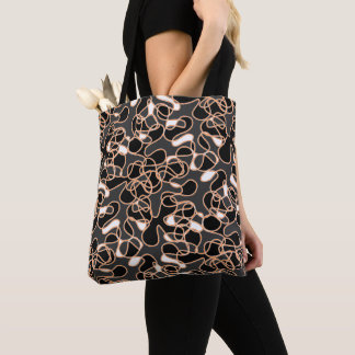 Bolso De Tela Resumen 290523 Negro, Naranja y blanco