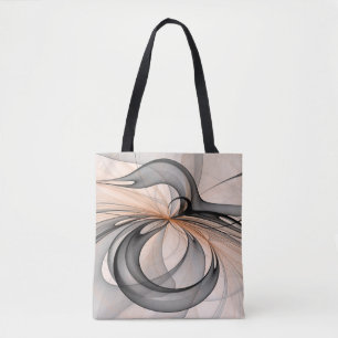Bolso De Tela Resumen Antracita Grey Siena Arte Fractal Moderno