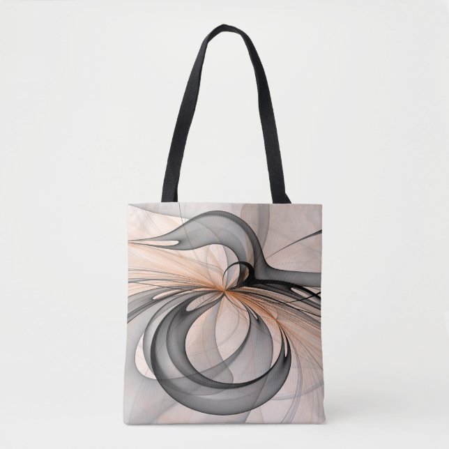 Bolso De Tela Resumen Antracita Grey Siena Arte Fractal Moderno (Anverso)