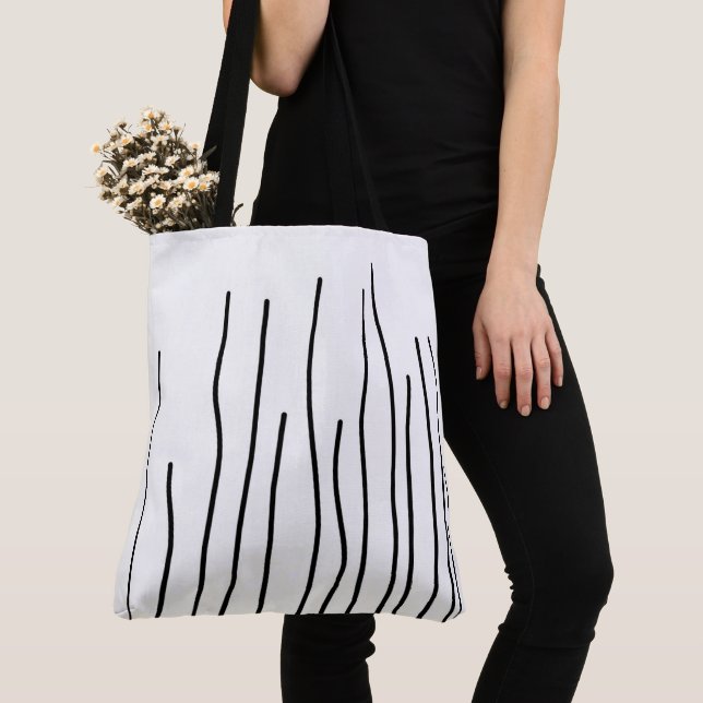 Bolso De Tela Resumen Art Black Lines Minimalismo (Detalle)