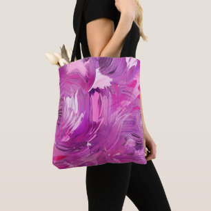 Bolso De Tela Resumen Art Brush Stroke Purple Pink Moderno