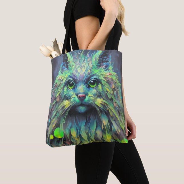 Bolso De Tela Resumen arte de fantasía para gatos místicos (Detalle)
