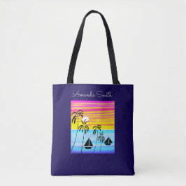 Bolso De Tela Resumen Arte Moderno Navegación Tropical Sunset