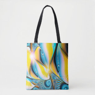 Bolso De Tela Resumen artístico dorado y azul moderno bac