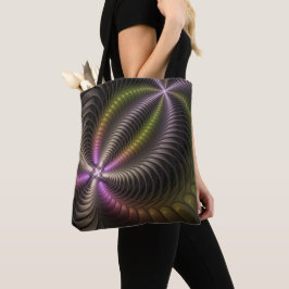 Bolso De Tela Resumen brillante Trippy Colorido arte fractal 3D