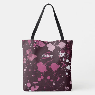 Bolso De Tela Resumen Caídas de la salpicadura de pintura rosada