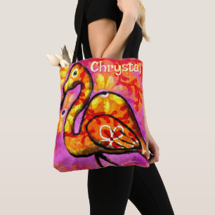Bolso De Tela Resumen caprichoso Flamingo Ave Personalizado