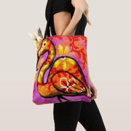 Bolso De Tela Resumen caprichoso Flamingo Naranja Rosa Floral