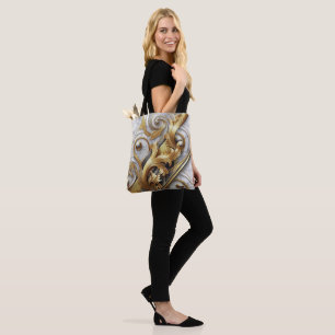 Bolso De Tela Resumen con acentos de oro en blanco y negro