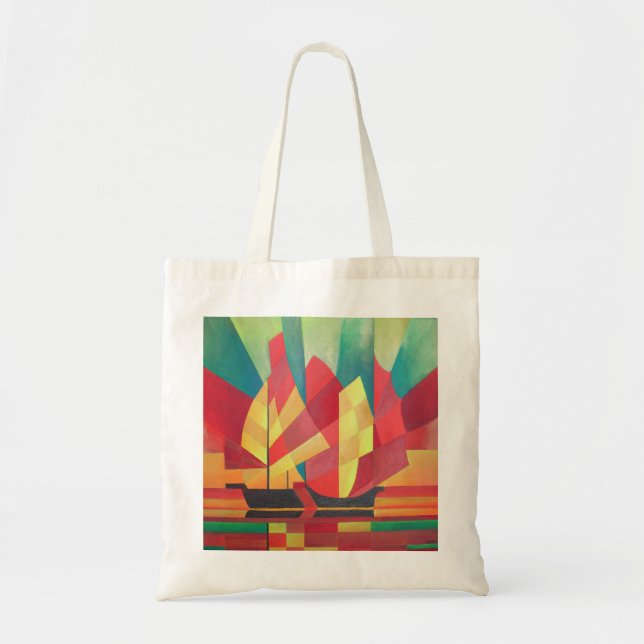 Bolso De Tela Resumen cubista de velas y cielos oceánicos (Frente)