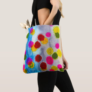 Bolso De Tela Resumen de acuarela de puntos de polka azul