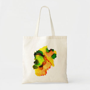 Bolso De Tela Resumen de arte alcohol tinta amarillo verde
