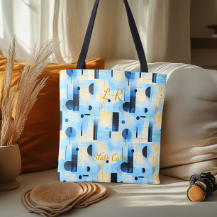 Bolso De Tela Resumen de calm. pizarra: azul, gris, geométrico n