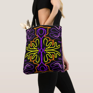 Bolso De Tela Resumen de diseño morado, amarillo, naranja y rosa