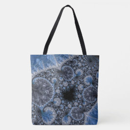 Bolso De Tela Resumen de fractal intrincado azul y negro
