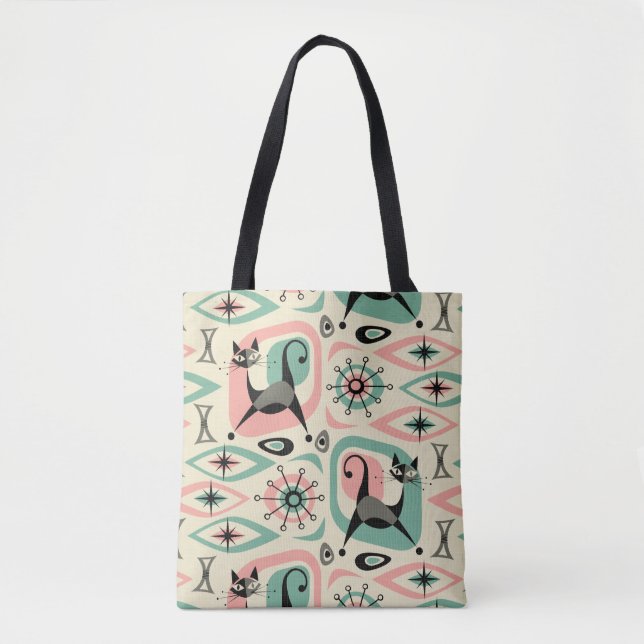 Bolso De Tela Resumen de gatos de mediados del siglo (Anverso)