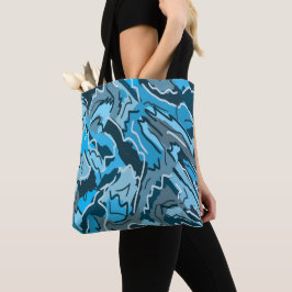 Bolso De Tela Resumen de Icy Blue Marbble