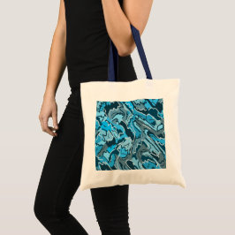 Bolso De Tela Resumen de Icy Blue Marbble