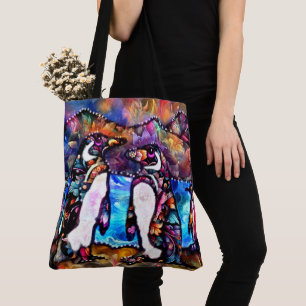 Bolso De Tela Resumen De La Familia Pingüino Whimsical Colorante