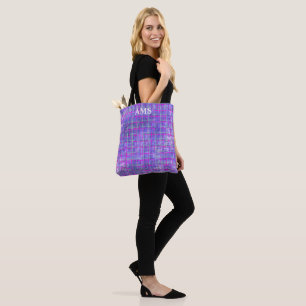 Bolso De Tela Resumen de líneas de cuadrícula modernas púrpura y
